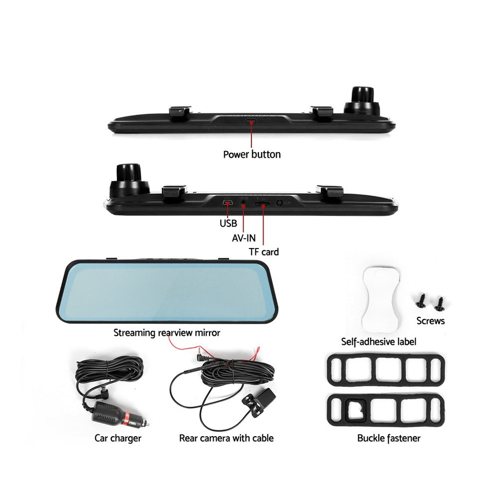 UL-tech Dash Camera | 1080P 9.66" | Front and Rear View Cam | Car DVR Recorder
