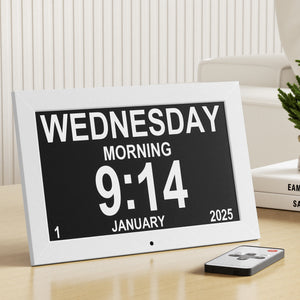 10" Digital Day Clock | Alarm Calendar Dementia Clock | White
