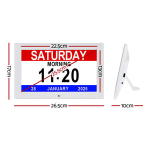 10" Digital Day Clock | Alarm Calendar Dementia Clock | White