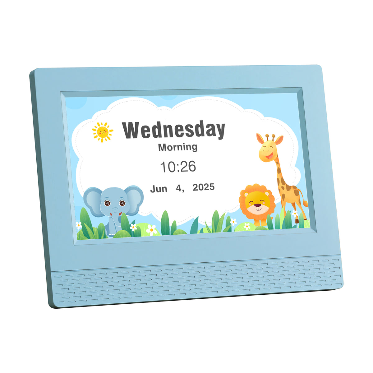7" Digital Day Clock | Calendar Alarm | LCD Sleep Trainer | Blue