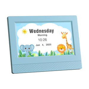 7" Digital Day Clock | Calendar Alarm | LCD Sleep Trainer | Blue