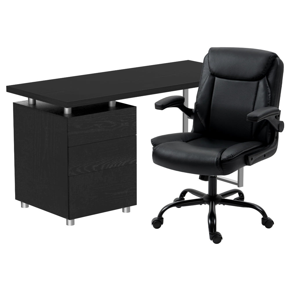 Artiss Computer Desk & Executive Office Chairs Set | Black