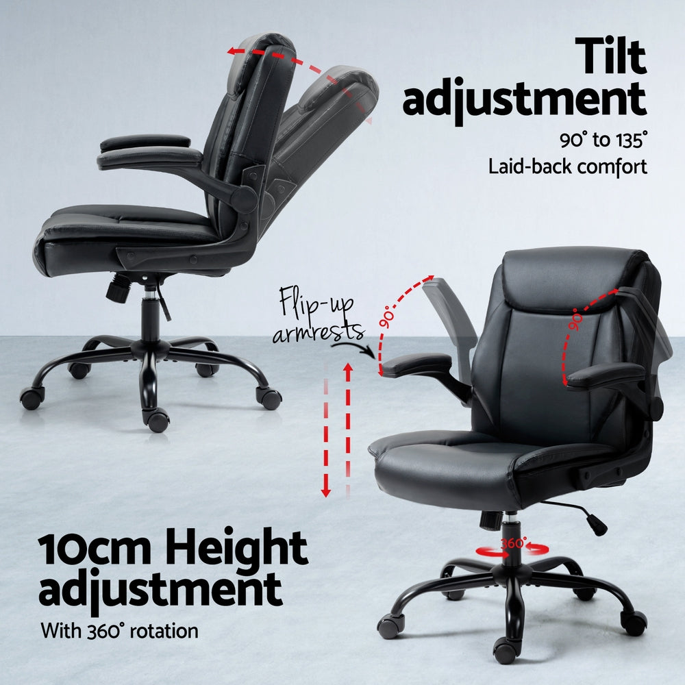 Artiss Computer Desk & Executive Office Chairs Set | Black