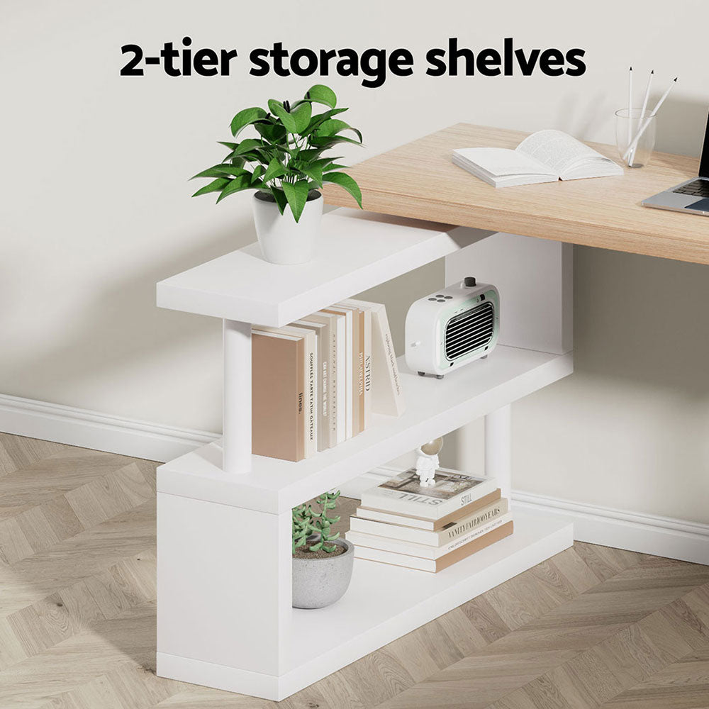 Computer Desk | Bookshelf | 140CM | White