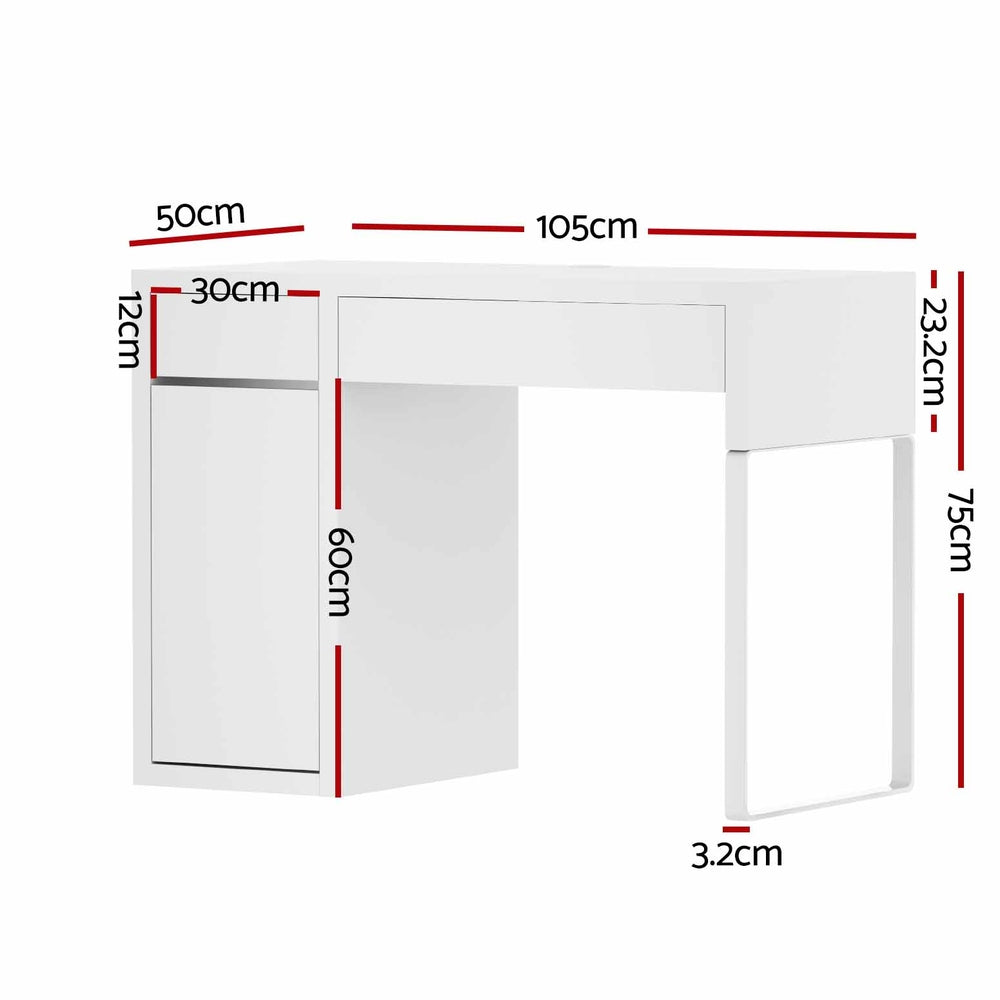 Computer Desk | Drawer Cabinet | White