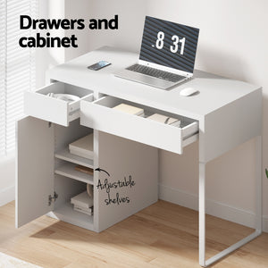 Computer Desk | Drawer Cabinet | White