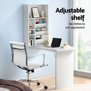 Artiss Office Set | PU Leather Chair + Wall Mount Foldable Table | White