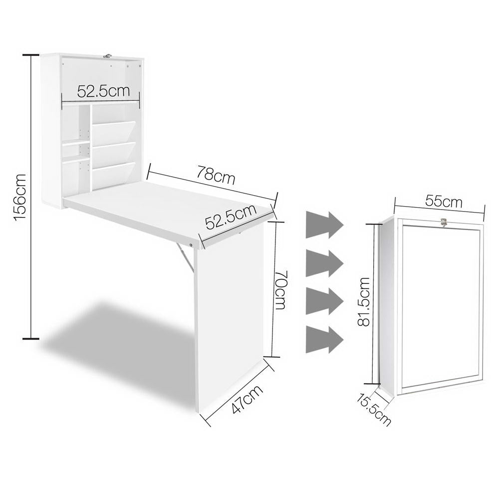 Computer Desk | Bookshelf Wall Mount | White
