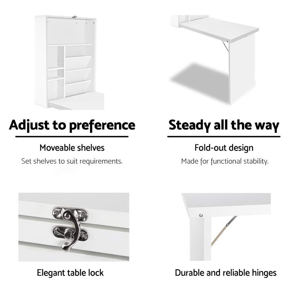 Computer Desk | Bookshelf Wall Mount | White