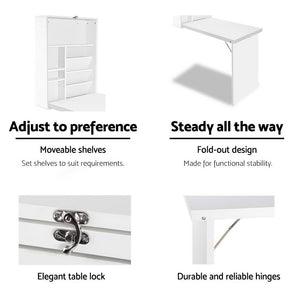 Computer Desk | Bookshelf Wall Mount | White