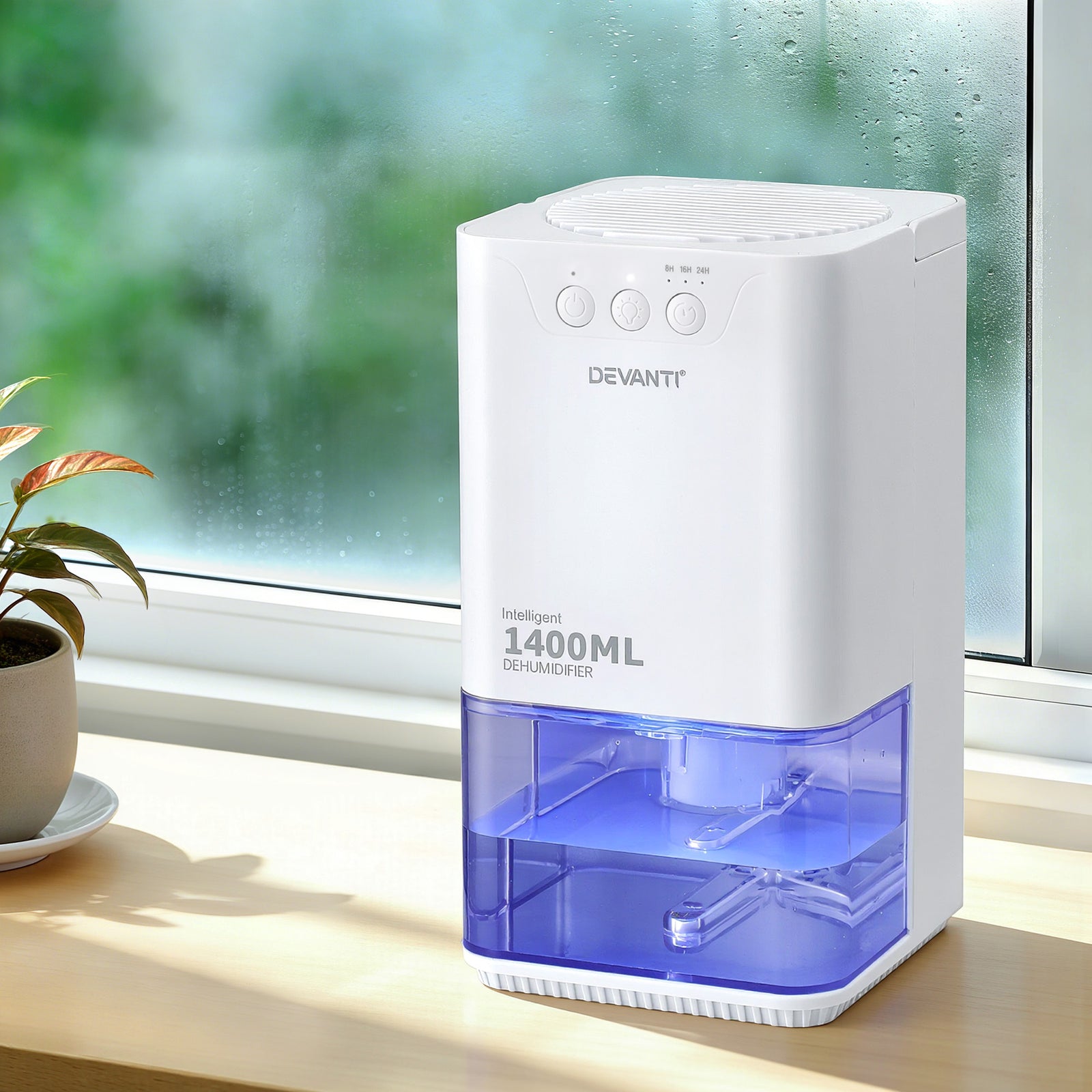 Portable Dehumidifier | 1400ml Quiet Bedroom Moisture Absorber | White