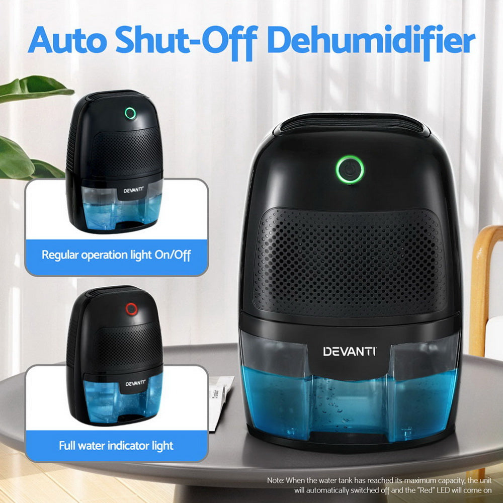Devanti Dehumidifier | 600ml | Air Purifier | Black
