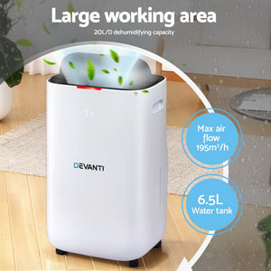 Devanti Dehumidifier | 20L | Air Purifier | White