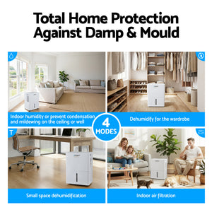 30L Dehumidifier | 30L/Day Moisture Removal | 4.7L Tank | Home & Mould Control