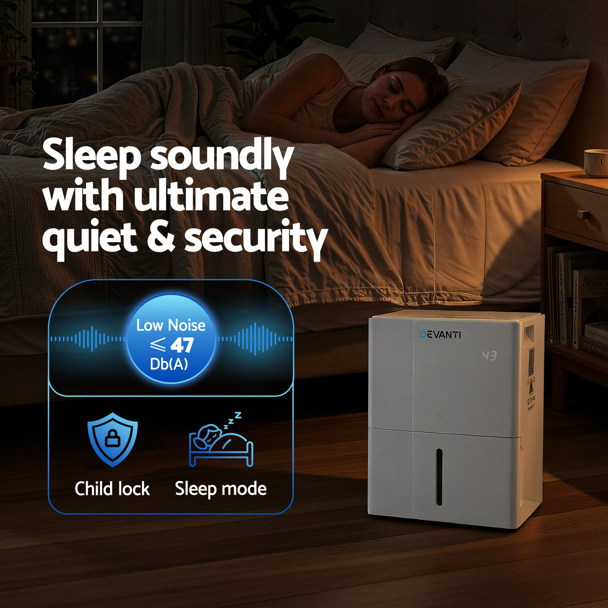 30L Dehumidifier | 30L/Day Moisture Removal | 4.7L Tank | Home & Mould Control