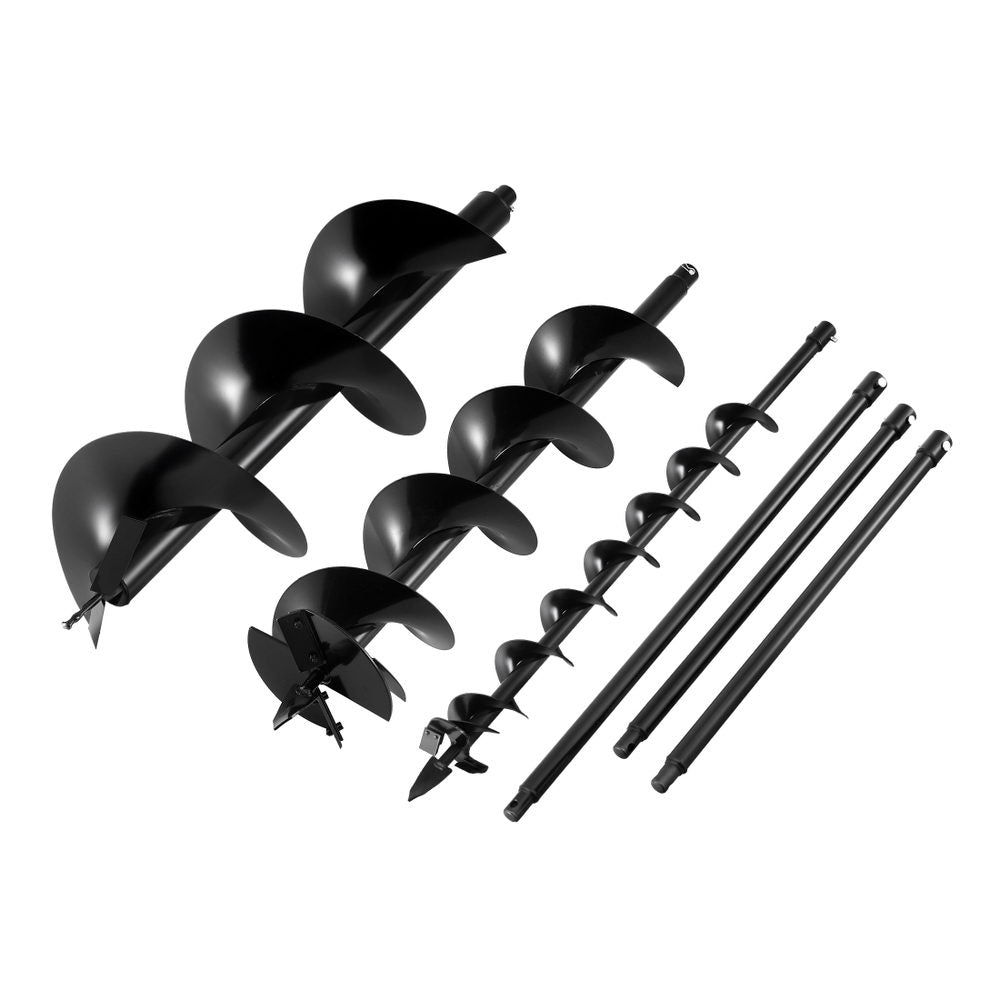 Auger Drill Bit Set | 100mm + 200mm + 300mm | Carbon Steel | Black