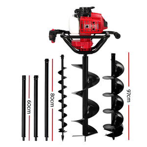 Post Hole Digger | 92CC Petrol Motor Drill | Extension Auger Bits Kit
