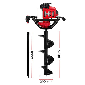 Petrol Post Hole Digger | 80CC | 300mm Drill Extension Auger Bits