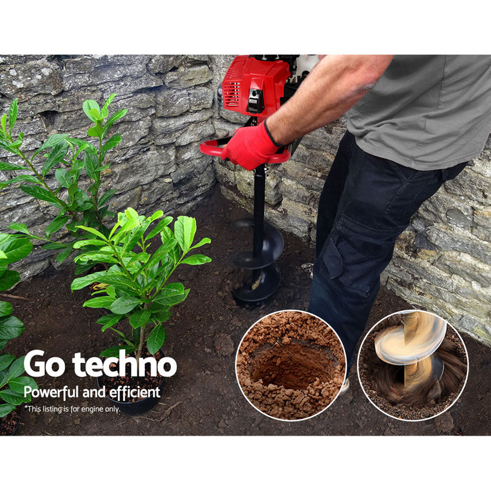 Petrol Post Hole Digger Motor | 80CC Engine Only | Red | High-Performance Auger