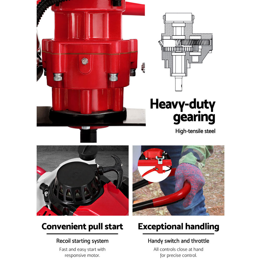 Petrol Post Hole Digger Motor | 80CC Engine Only | Red | High-Performance Auger