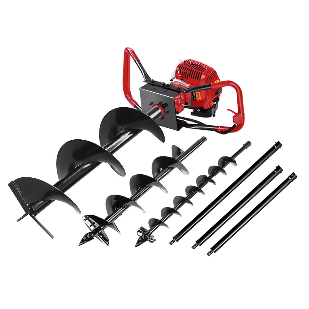 Petrol Post Hole Digger | 66CC | Drill Extension Auger Bits Kit