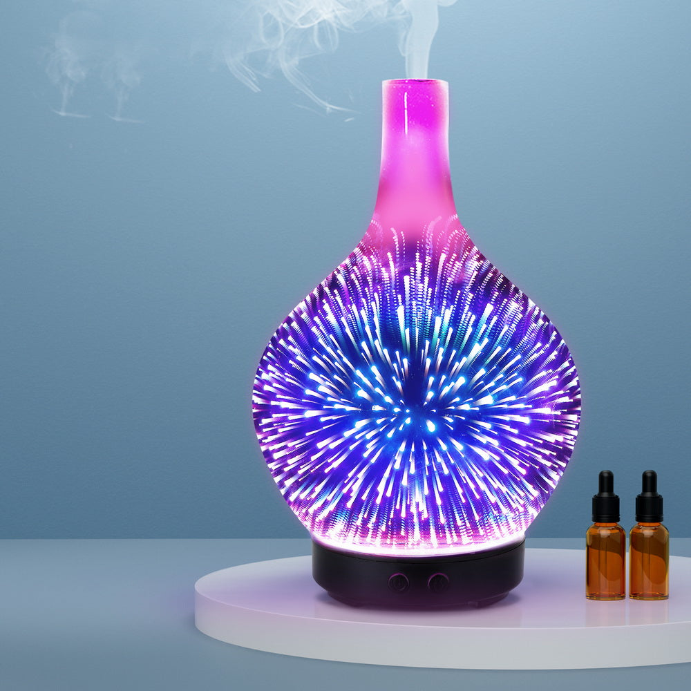 Devanti Ultrasonic Aroma Diffuser | Aromatherapy | 3D Light Oil Firework Humidifier