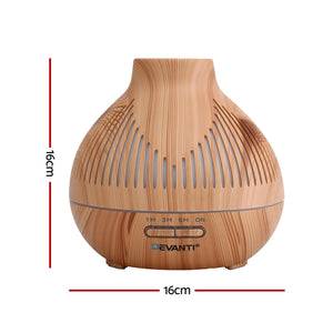 Large Essential Oil Diffuser | 400ml | LED Lighting | Iron | Light Wood Grain (Version B)