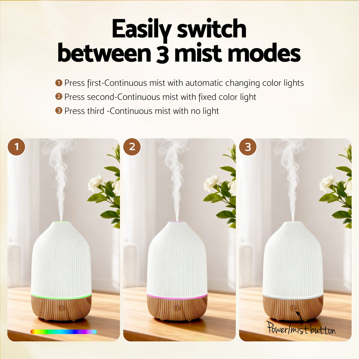 Ultrasonic Aroma Diffuser | 100ml | LED Lights | Iron | Forest Design (Style A)