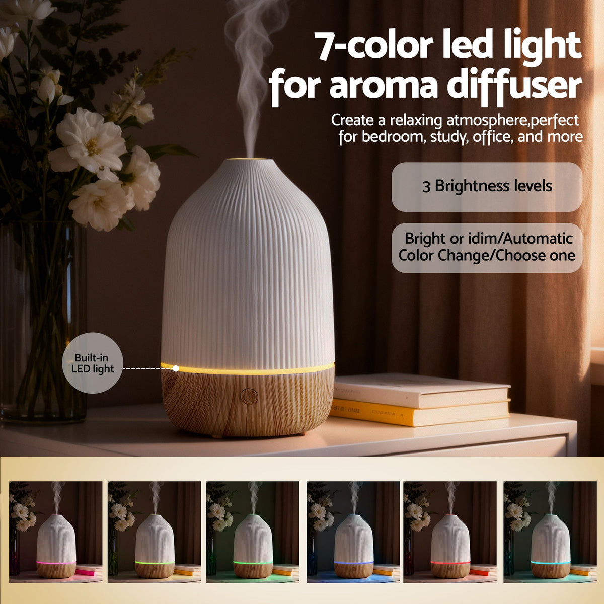 Ultrasonic Aroma Diffuser | 100ml | LED Lights | Iron | Forest Design (Style A)