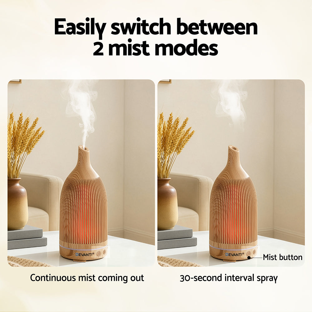 Essential Oil Diffuser | 200ml | LED Lighting | Iron | Forest Light Wood Grain