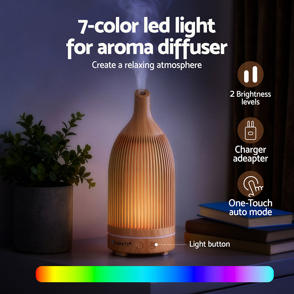Essential Oil Diffuser | 200ml | LED Lighting | Iron | Forest Light Wood Grain