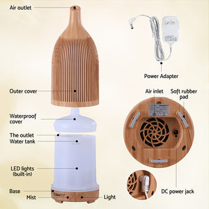 Essential Oil Diffuser | 200ml | LED Lighting | Iron | Forest Light Wood Grain