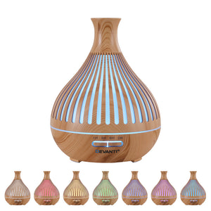 Ultrasonic Aroma Diffuser | 400ml | LED Lights | Iron | Light Wood Grain (Version A)