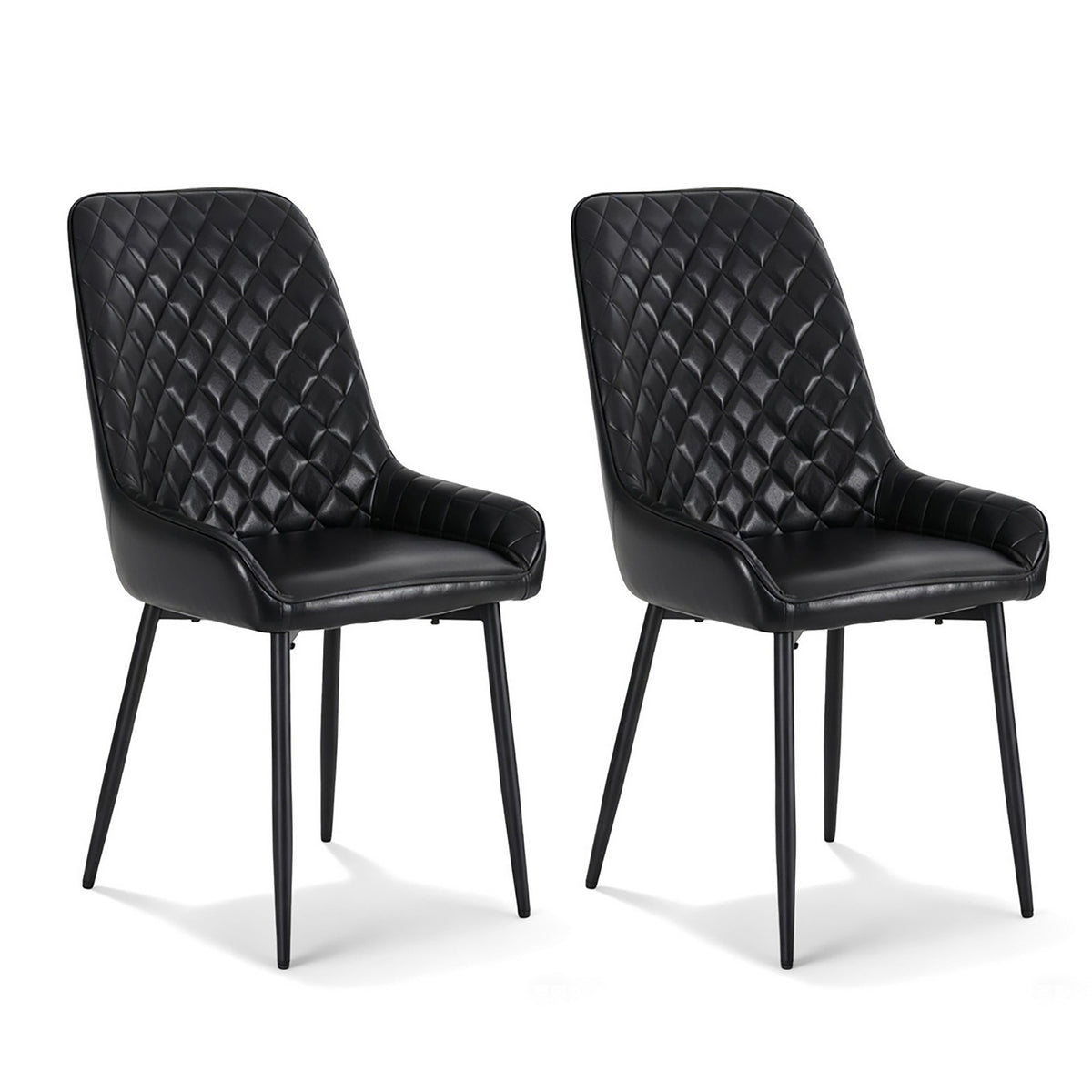 Dining Chairs Set 2pc | Retro Style | PU Leather | Black