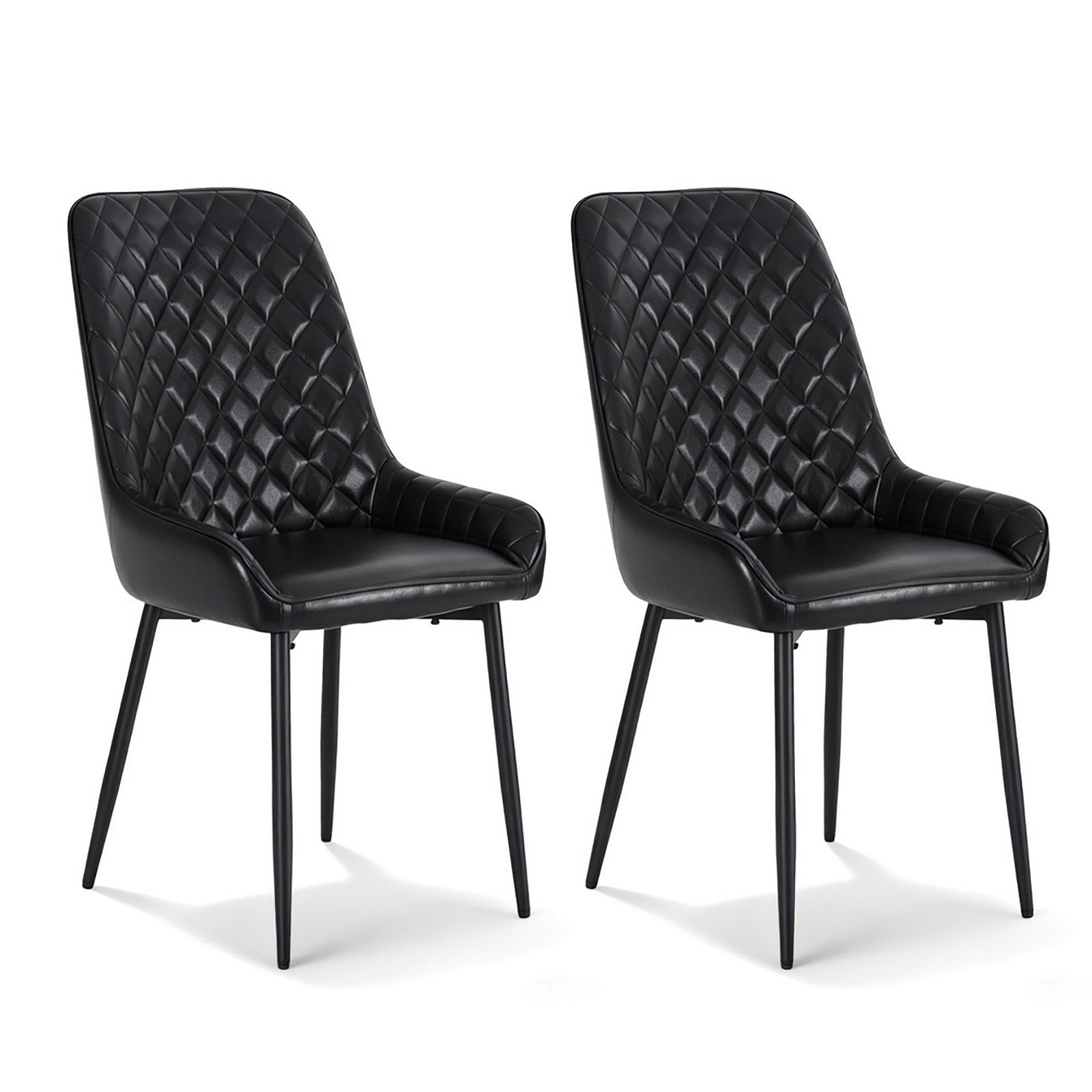 Dining Chairs Set 2pc | Retro Style | PU Leather | Black