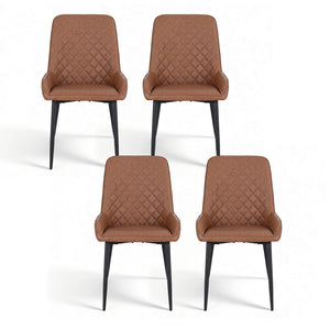 Vintage PU Leather Dining Chairs Set 4pc | Brown (Style 2)