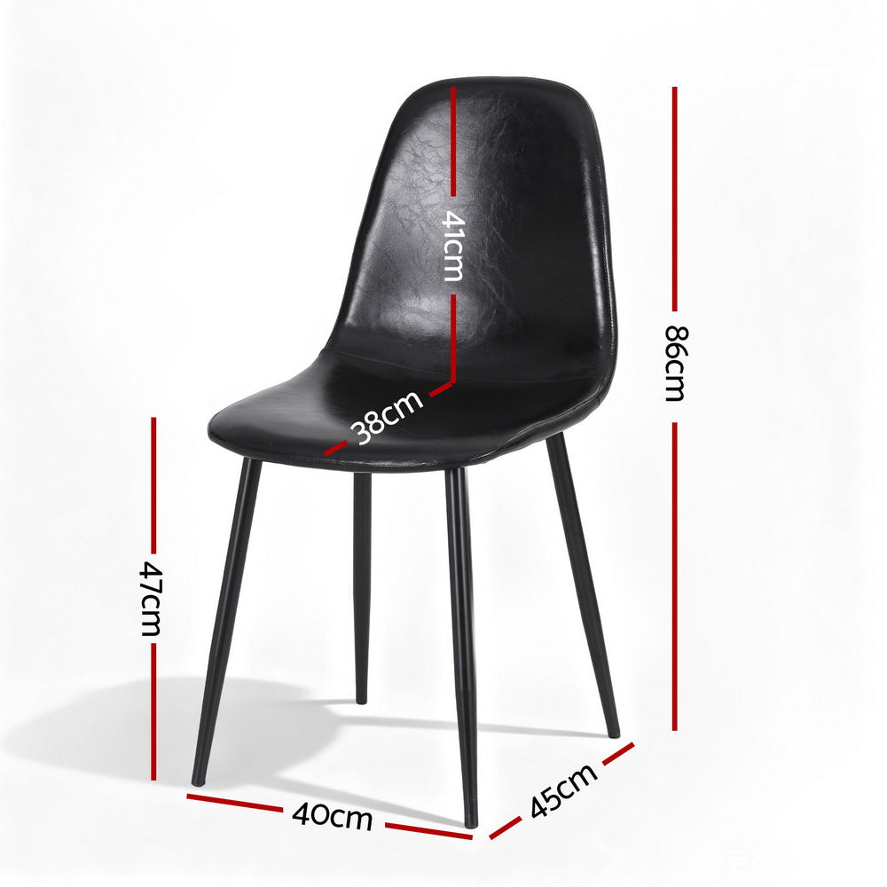 Dining Chairs Set 2pc | Retro Style | PU Leather
