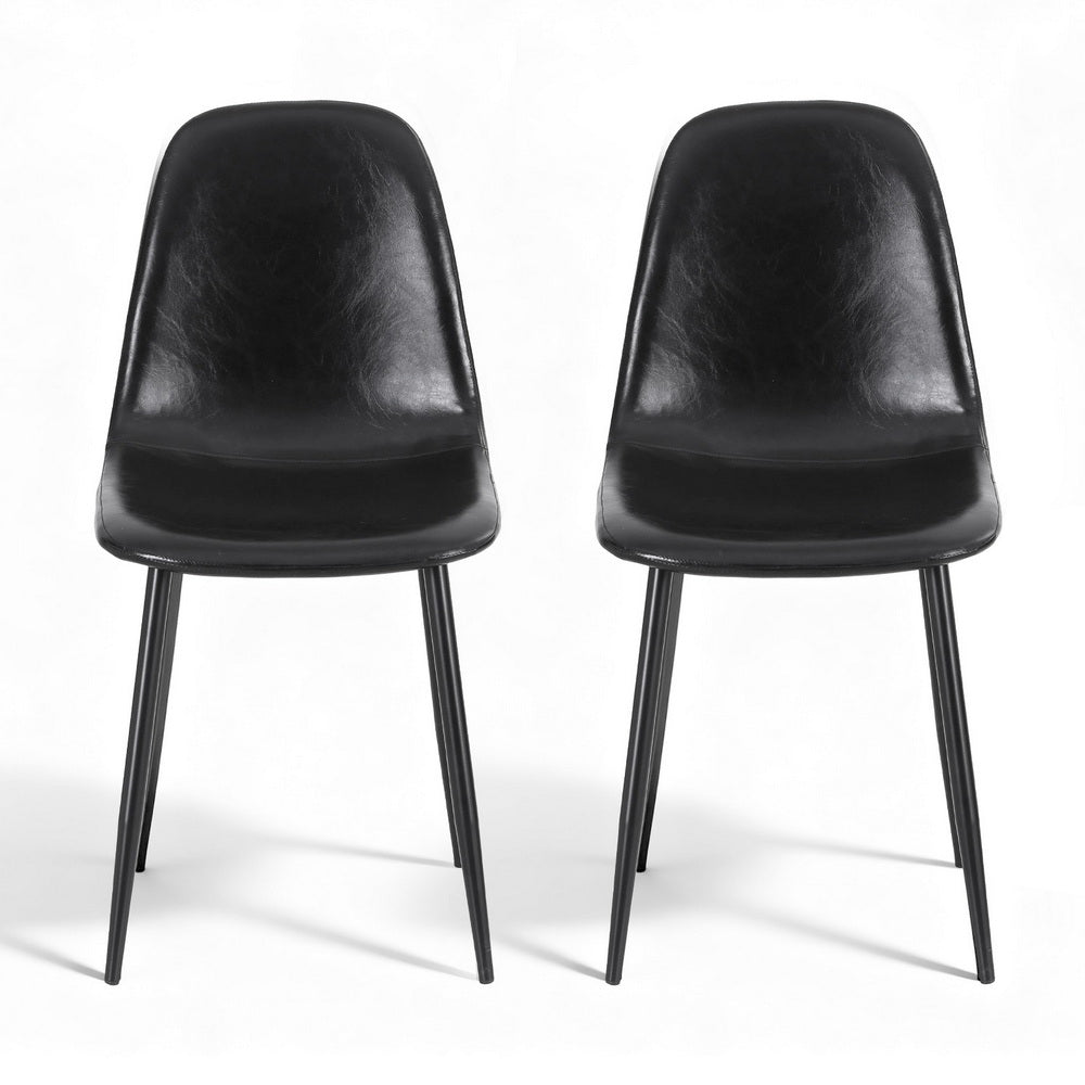 Dining Chairs Set 2pc | Retro Style | PU Leather
