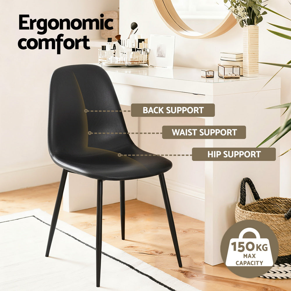 Dining Chairs Set 2pc | Retro Style | PU Leather