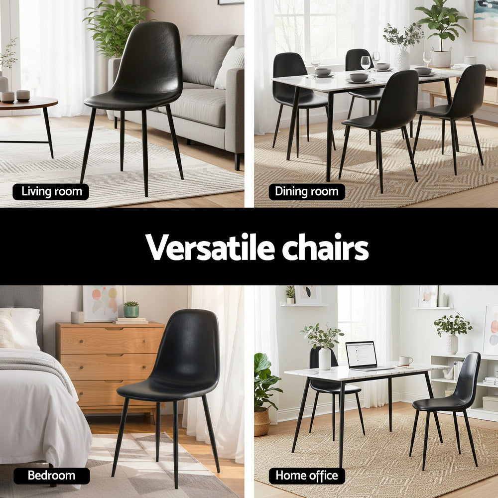 Dining Chairs Set 2pc | Retro Style | PU Leather