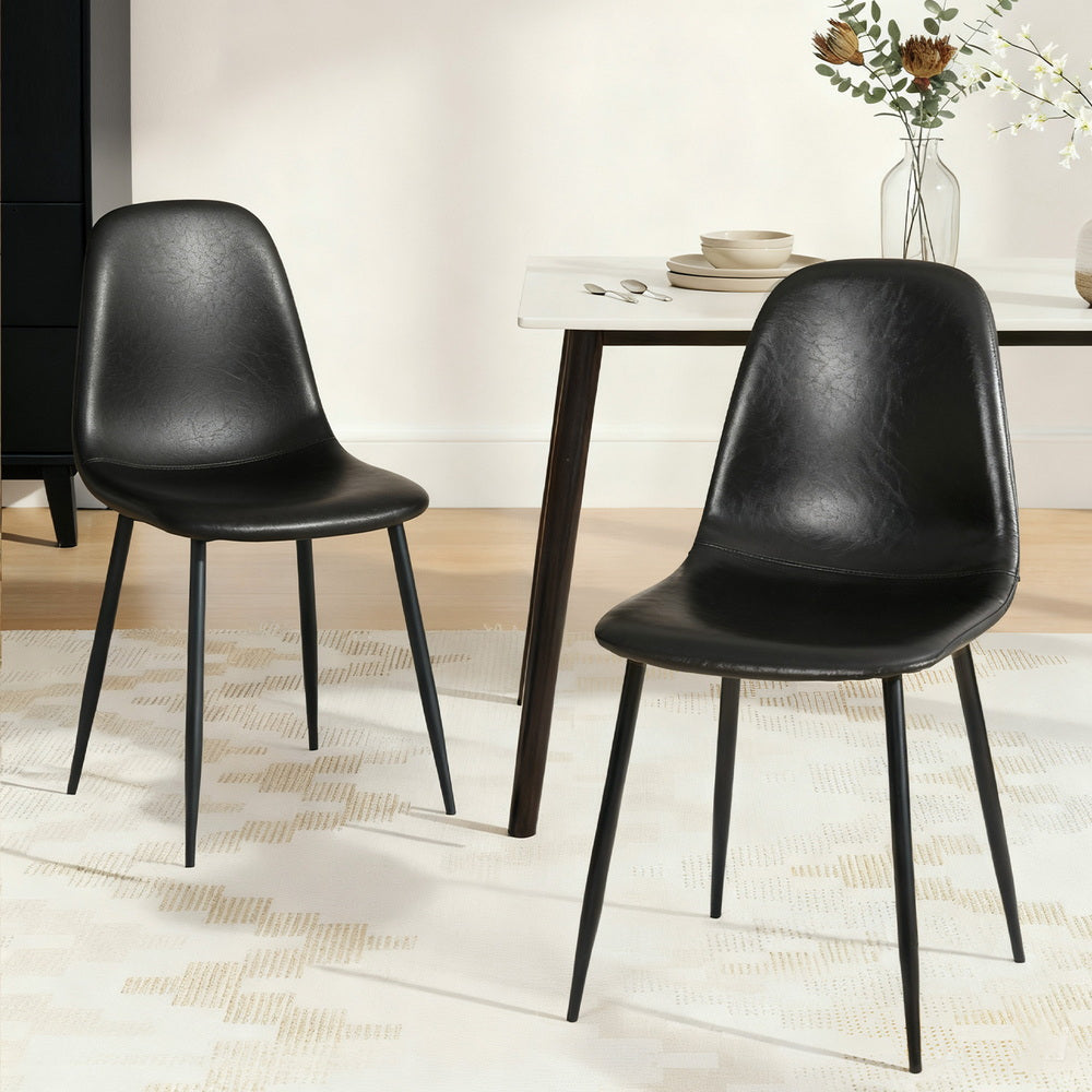 Dining Chairs Set 2pc | Retro Style | PU Leather