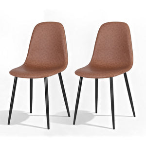 Dining Chairs Set 2pc | Retro Style | PU Leather | Brown