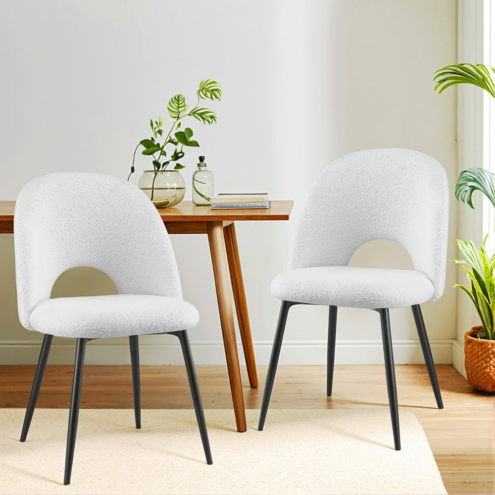 Set of 2 Artiss Dining Chairs | Boucle Sherpa