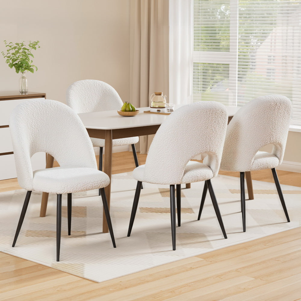Artiss Dining Chairs | Set of 4 | Boucle Sherpa