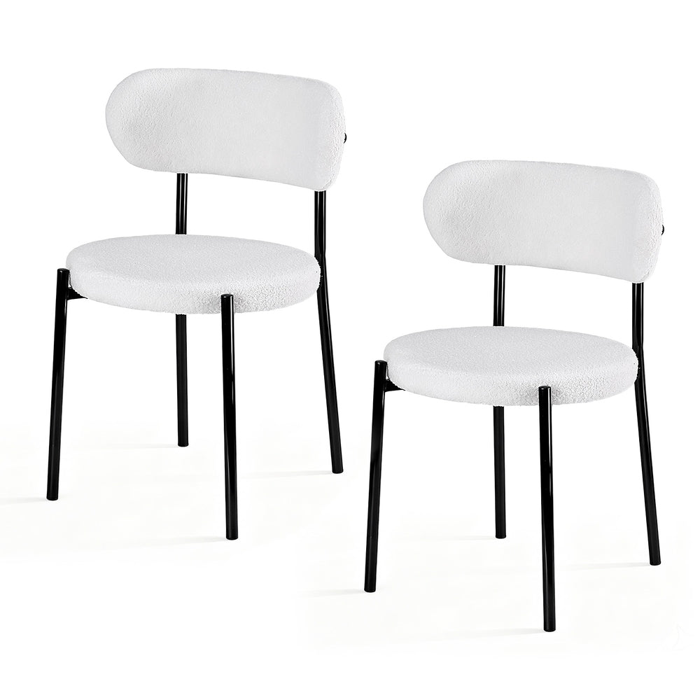 Dining Chairs Set 2pc | Sherpa Boucle | White