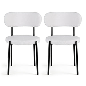 Dining Chairs Set 2pc | Sherpa Boucle | White