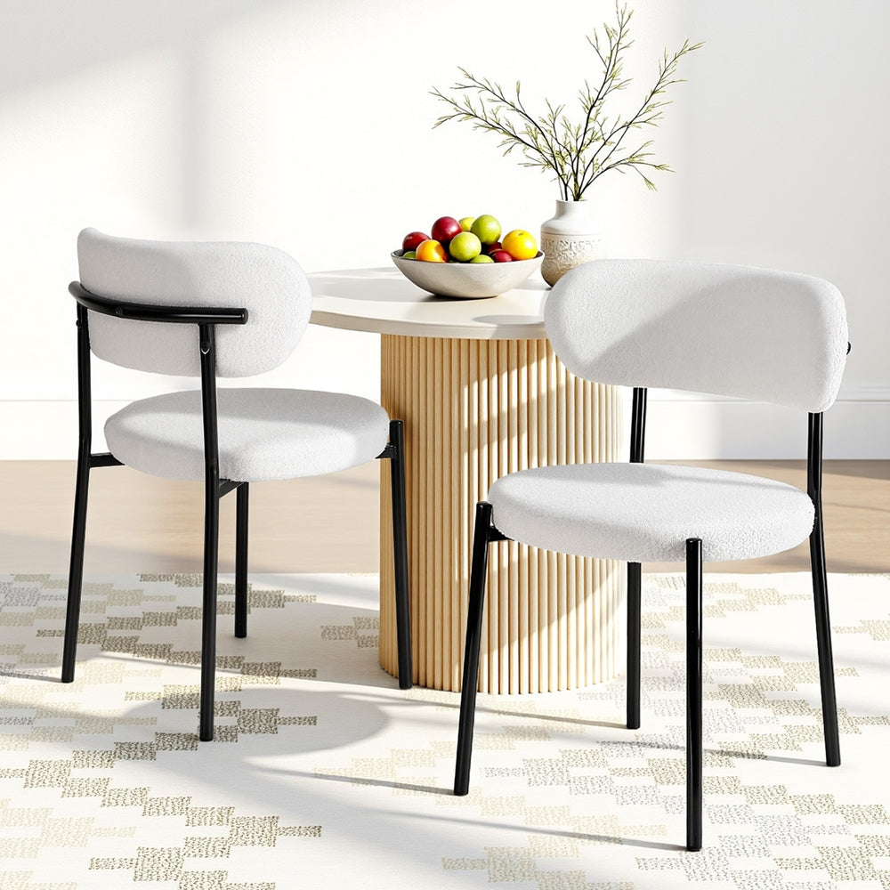Dining Chairs Set 2pc | Sherpa Boucle | White