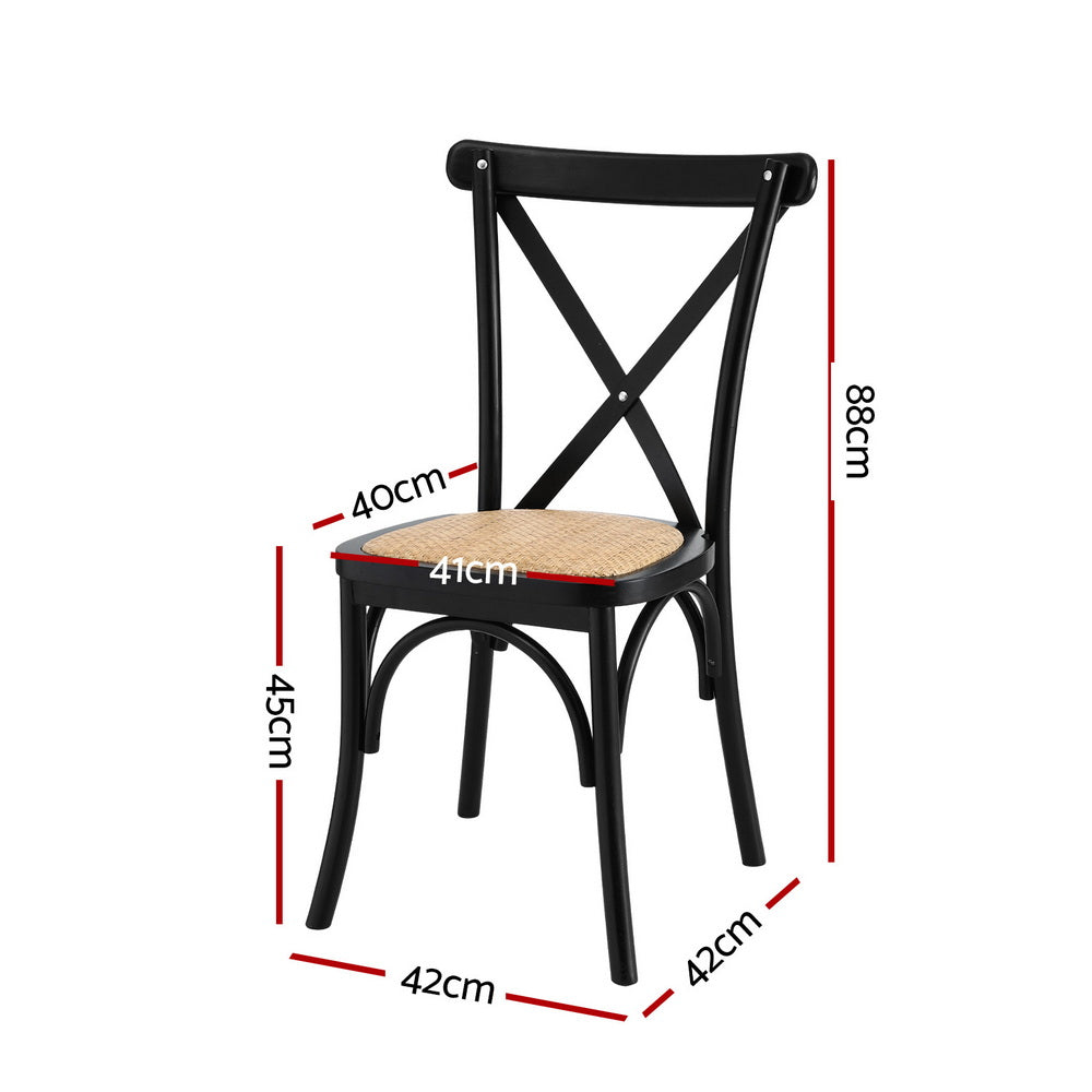 Dining Chairs Set 4pc | Rubber Wood Frame | Rattan Accent Design