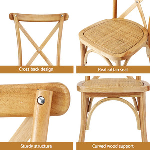 Dining Chairs Set 4pc | Wooden Frame | Rattan Seat | Rubber Wood