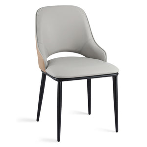 Dining Chair x1 | Hollow Design | PU Leather | Grey